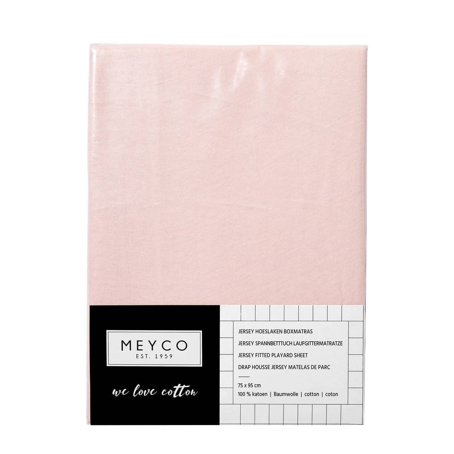 Meyco hoeslaken boxmatras 75x95 cm lichtroze