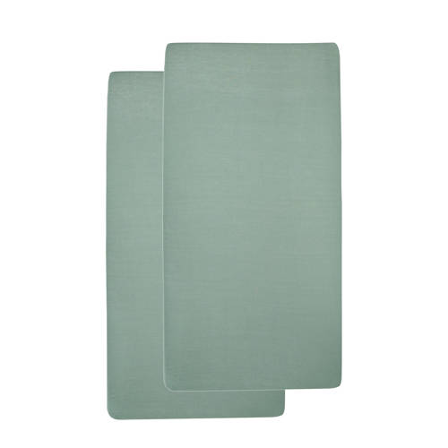 Meyco Katoenen Hoeslaken Wieg 40X8090 Cm Set Van 2 Stone Green meyco kopen in de aanbieding