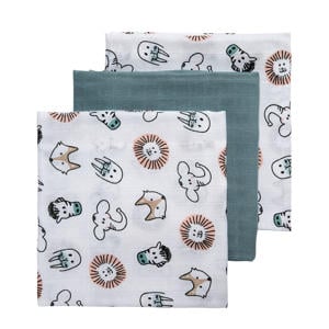 hydrofiele doek 70x70 cm (set van 3) animal/uni