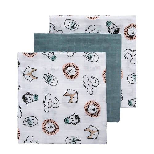 Meyco hydrofiele doek 70x70 cm (set van 3) animal/uni afbeelding