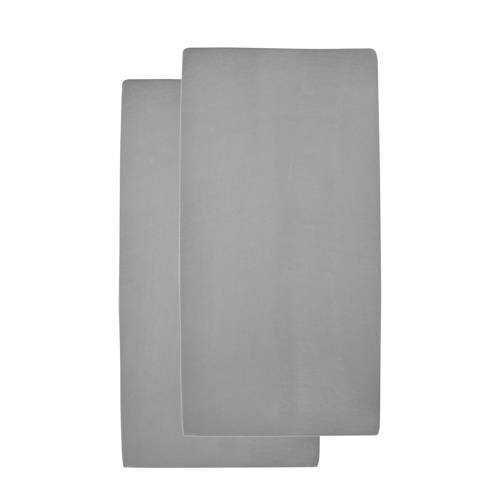 Meyco Katoenen Hoeslaken Ledikant 60X120 Cm Set Van 2 Grijs meyco kopen in de aanbieding