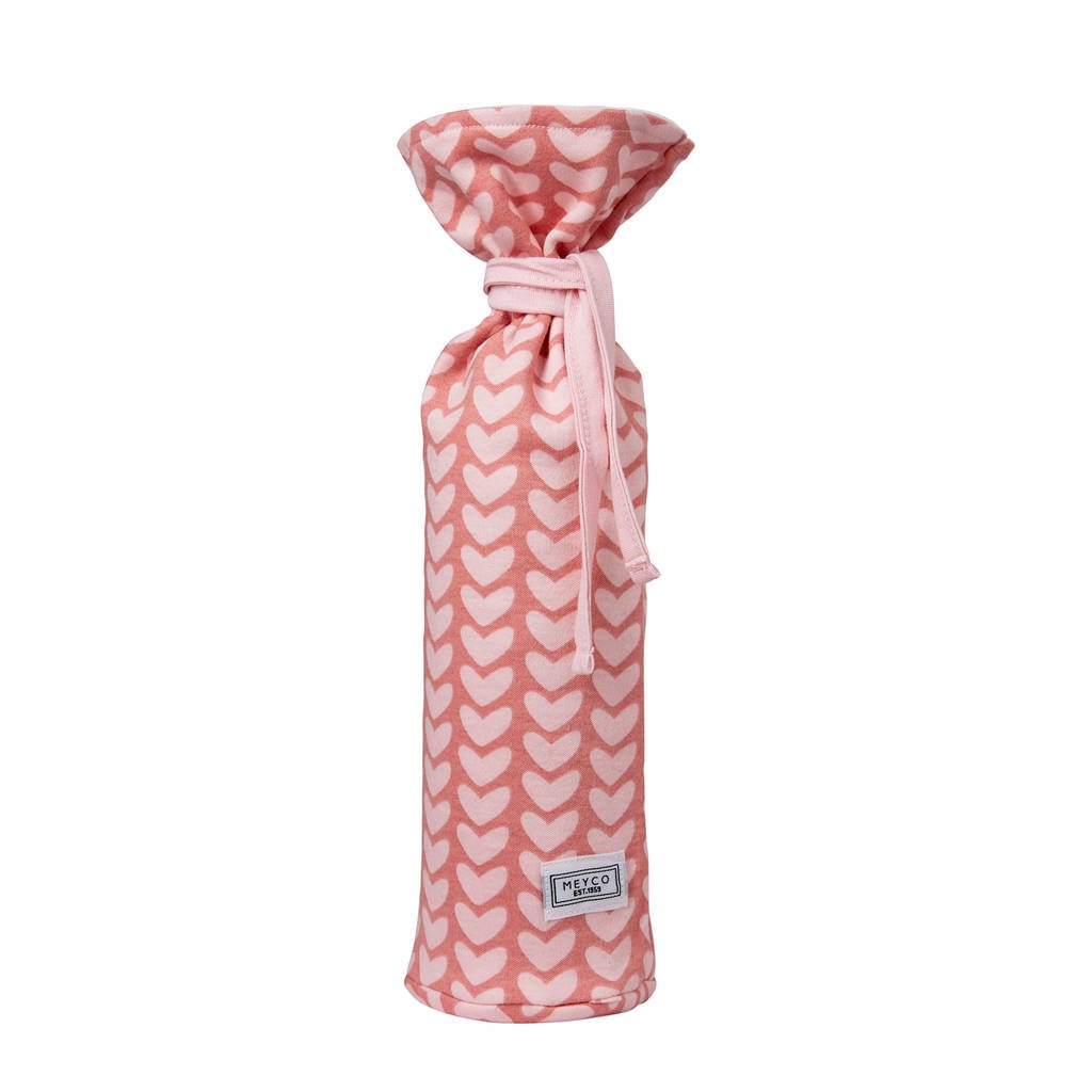 Meyco Knitted Heart kruikenzak oudroze, Oudroze/lichtroze