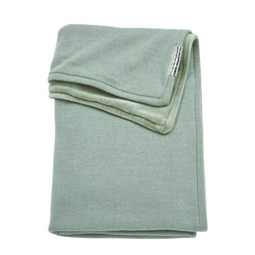 Meyco Knit Basic Wiegdeken Met Velours 75X100 Cm Groen meyco kopen in de aanbieding