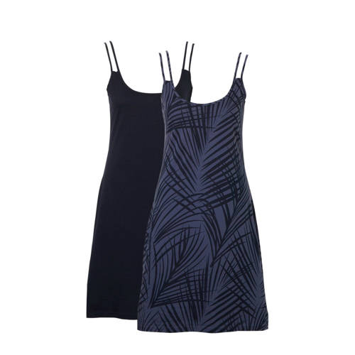 whkmp's beachwave jersey jurk met bladprint donkerblauw blauw whkmp's beachwave jersey jurk met bladprint donkerblauw blauw