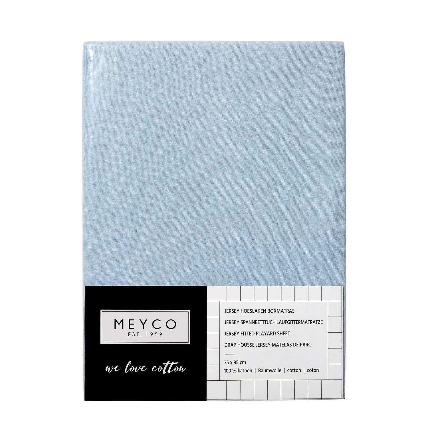 Meyco hoeslaken boxmatras 75x95 cm lichtblauw