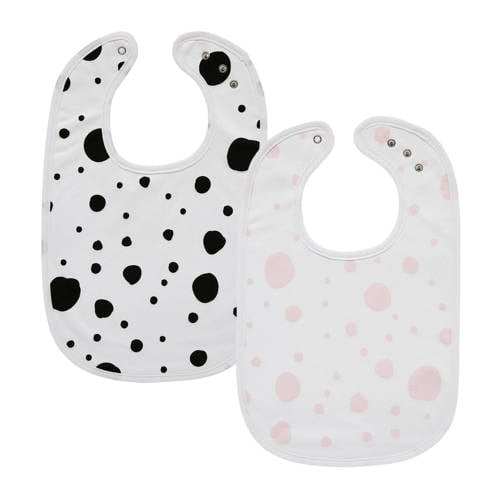 Meyco Dots Slabbetjes Set Van 2 Rozezwart meyco kopen in de aanbieding