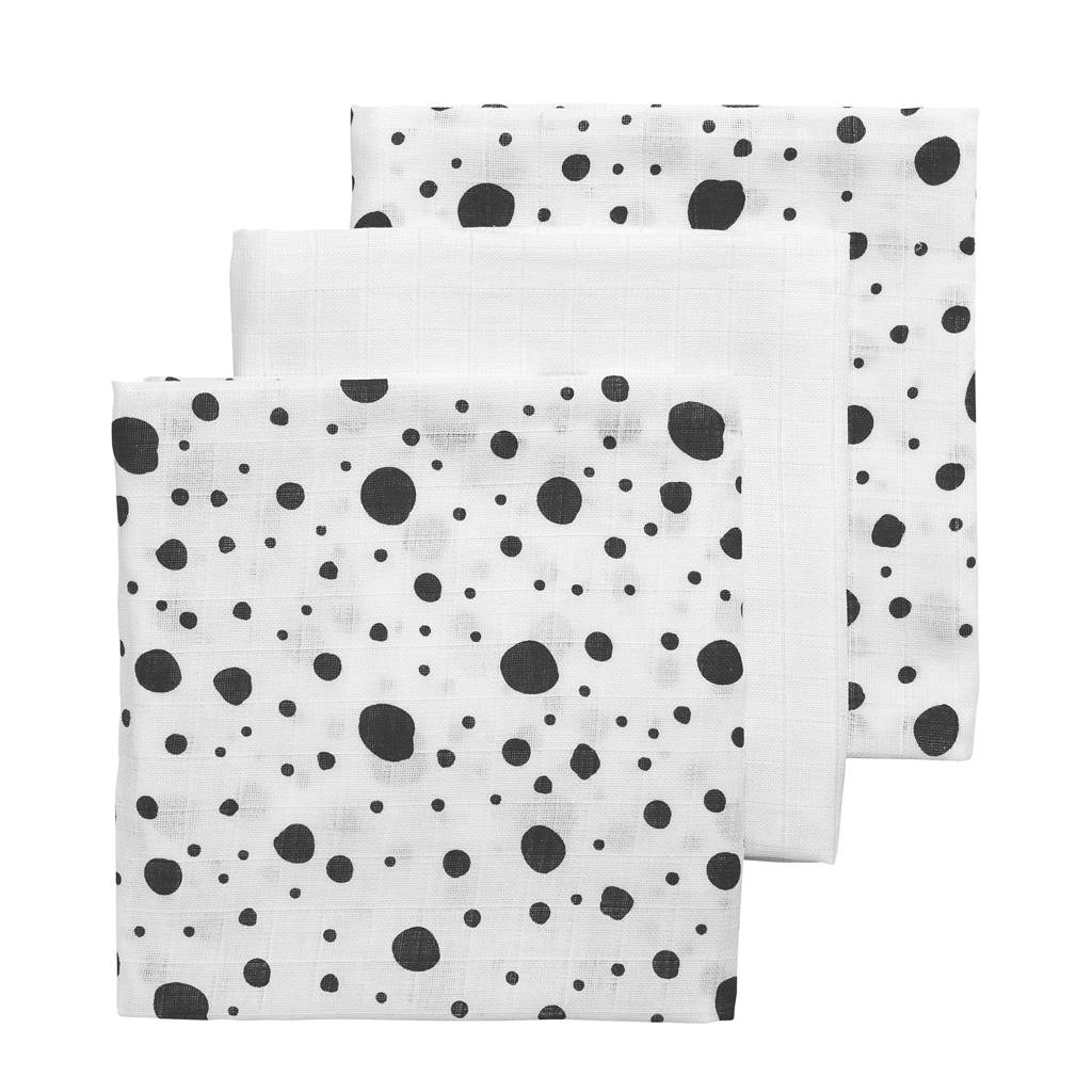 Meyco hydrofiele swaddles 120x120 cm (set van 3) dots/uni