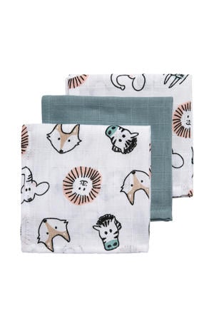 hydrofiele monddoekjes 30x30 cm (set van 3) animal/uni