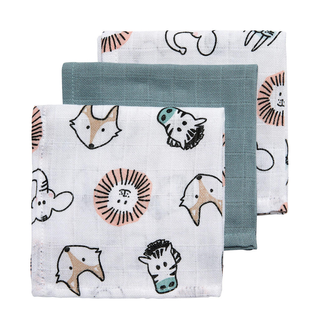 Meyco hydrofiele monddoekjes 30x30 cm (set van 3) animal/uni