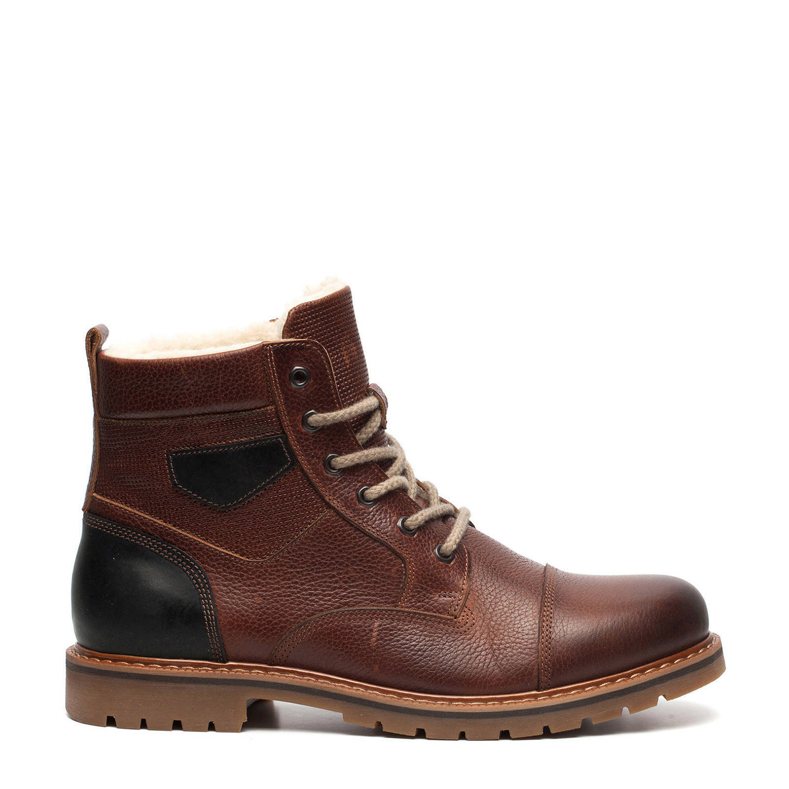 Scapino TwoDay hoge warm gevoerde leren veterboots bruin TwoDay hoge warm gevoerde leren veterboots bruin (heren