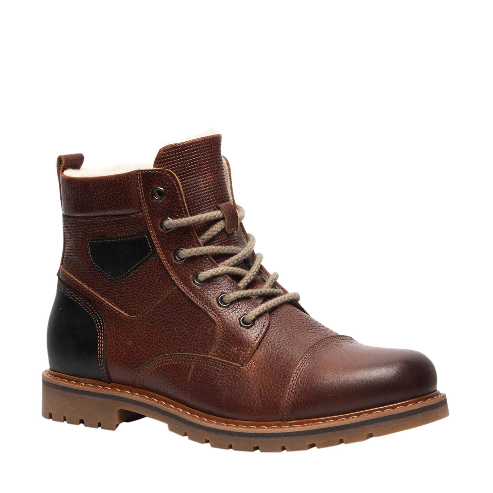 Scapino TwoDay hoge warm gevoerde leren veterboots bruin TwoDay hoge warm gevoerde leren veterboots bruin (heren