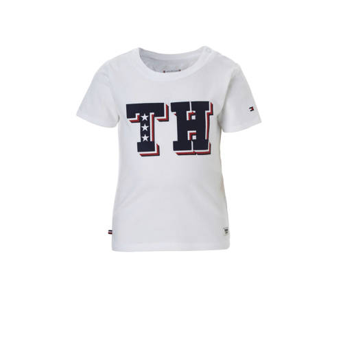 Tommy Hilfiger Baby T Shirt Met Logo Wit tommy hilfiger kopen in de aanbieding