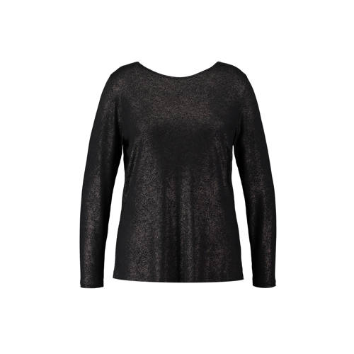 Ms Mode Longsleeve Met Foil Print Zwart ms mode kopen in de aanbieding