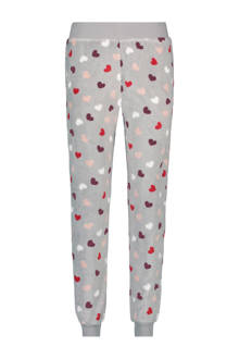 fleece pyjamabroek in all over print grijs