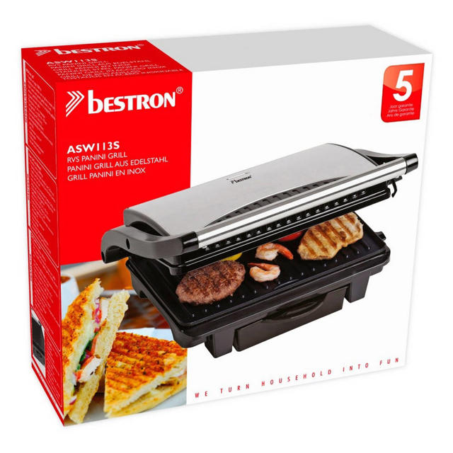 Lucht mosterd Prominent Bestron ASW113S panini grill | wehkamp