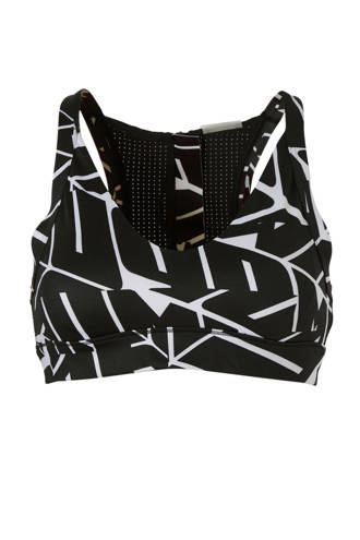 sportbh met all over print zwart/wit