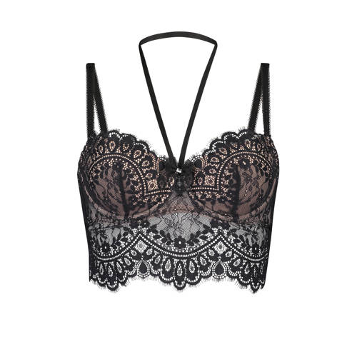 Hunkemoller Voorgevormde Longline Beugelbh Laurel Zwart hunkemoller kopen in de aanbieding