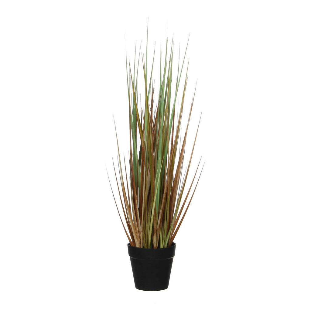 Mica kunstplant uien gras (h 53 cm), Groen/bruin