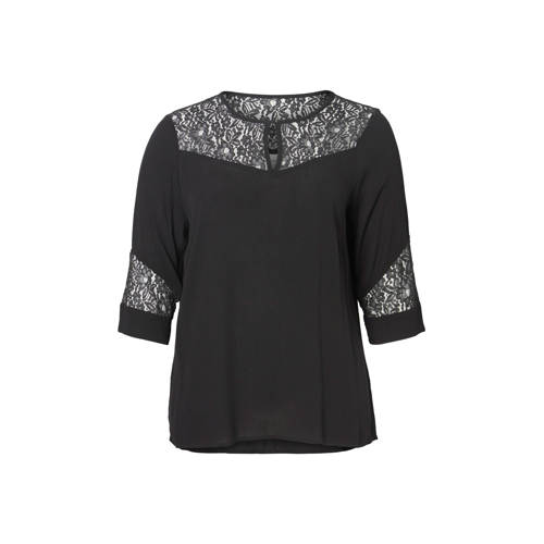 Junarose Top Met Kant Zwart junarose kopen in de aanbieding
