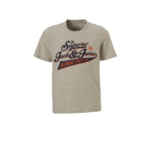 Jack And Jones Junior T Shirt Met Tekst Grijs jack and jones kopen in de aanbieding