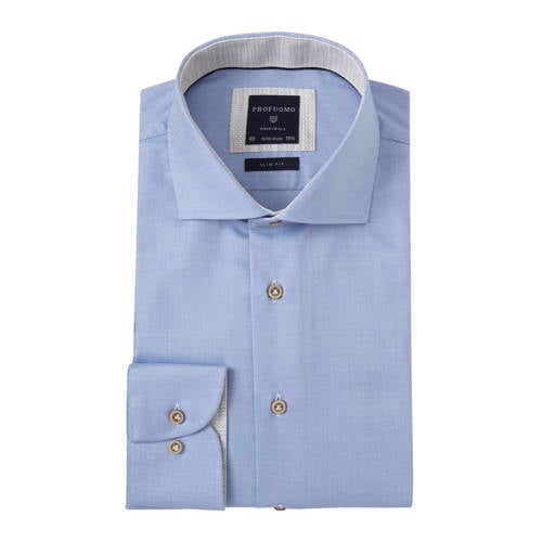 Profuomo Slim Fit Overhemd Blauw profuomo kopen in de aanbieding
