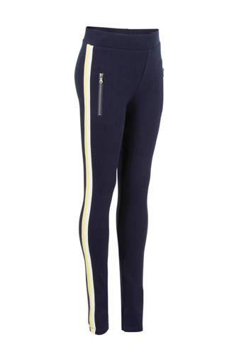 legging met zijstreep donkerblauw