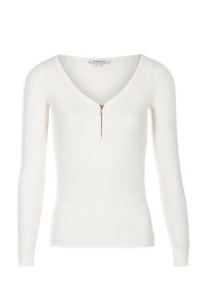 top met textuur gebroken wit