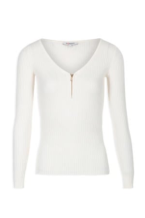 top met textuur gebroken wit