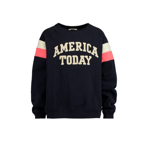 America Today Junior Sweater Selia Met Logo Blauw america today junior kopen in de aanbieding