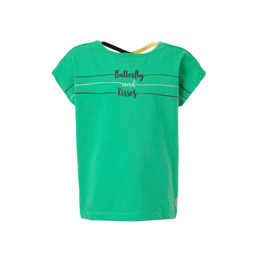 Quapi T Shirt Susanne Met Tekst En Sierbandjes Groen quapi kopen in de aanbieding