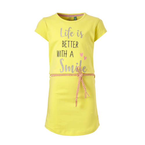 Quapi Jurk Saar Met Tekst Geel quapi kopen in de aanbieding