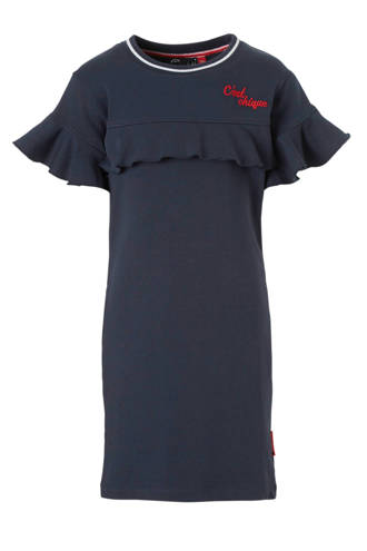sweatjurk Sabrina met volant blauw