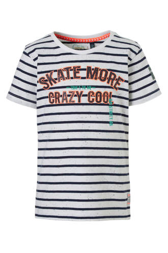 gestreept T-shirt Serge met tekst blauw