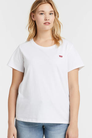 Perfect Crew T-shirt met logo wit/rood