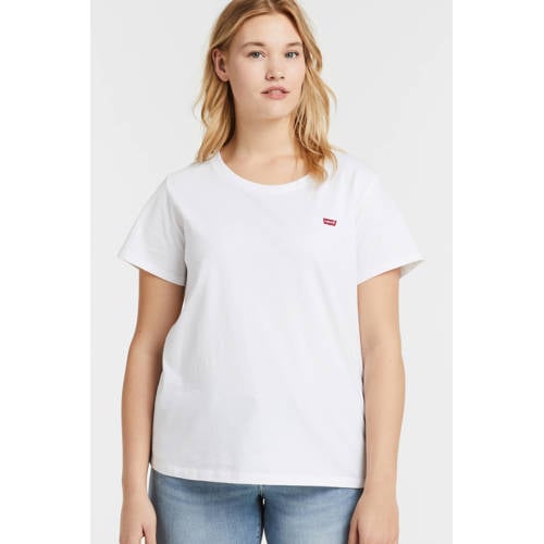 Levi's Plus Perfect Crew T-shirt met logo wit/rood afbeelding