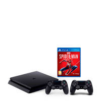 Sony PlayStation 4 Slim 1TB zwart + 2 controllers + Marvel's Spider-Man, Zwart