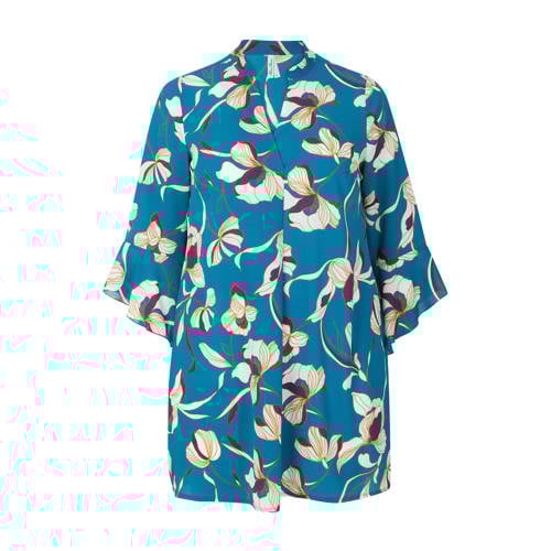 Miss Etam Plus Gebloemd Tuniek Blauw miss etam kopen in de aanbieding