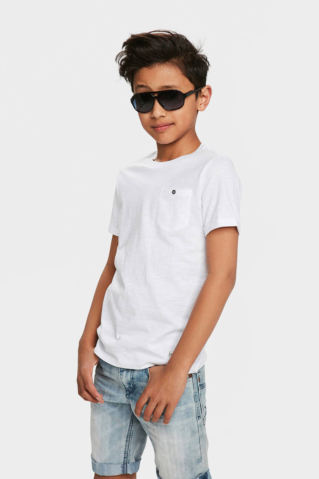 Witte jongens WE Fashion T-shirt van katoen met korte mouwen en ronde hals