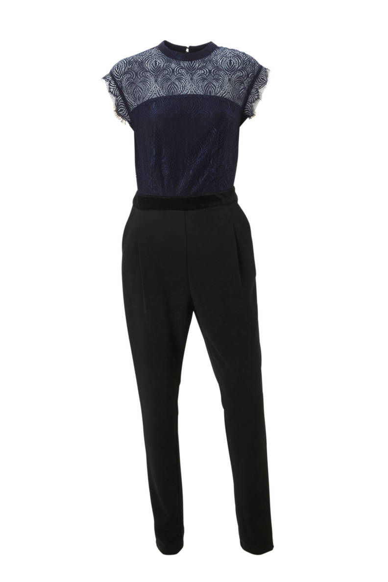 C&A Yessica jumpsuit met kant donkerblauw wehkamp