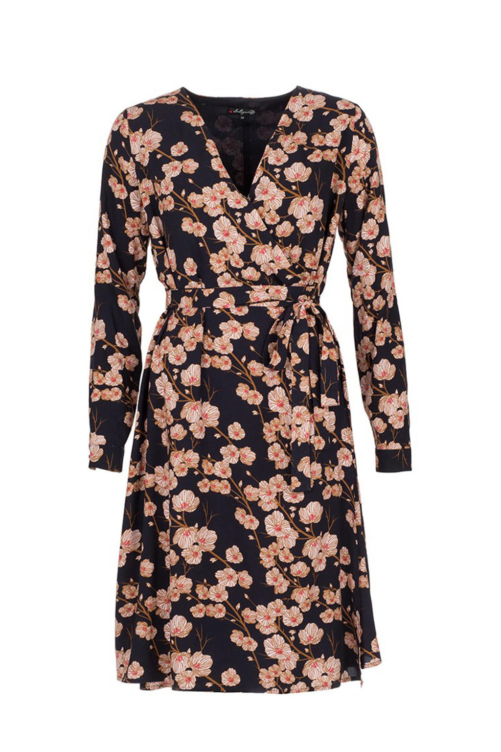 La Ligna wikkeljurk met bloemenprint marine