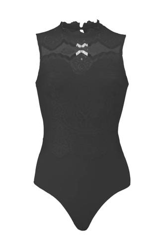 body met kant zwart