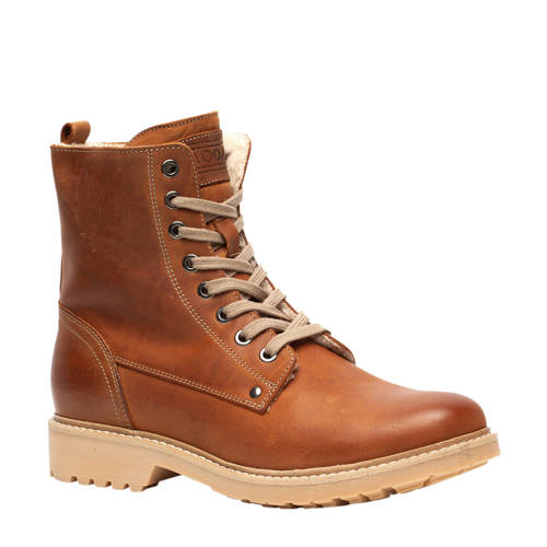 Scapino Twoday Leren Veterboots Cognac scapino kopen in de aanbieding