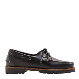 leren bootschoenen zwart