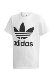 thumbnail: Wit en zwarte jongens en meisjes adidas Originals T-shirt Trefoil van katoen met logo dessin, korte mouwen en ronde hals