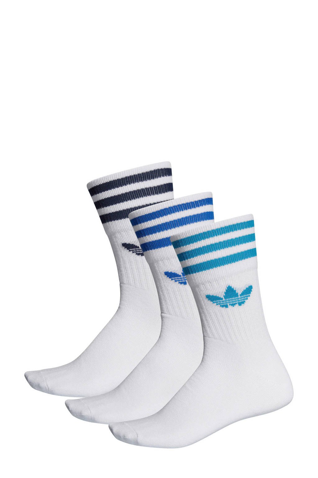 adidas originals sokken (set van 3 paar), Wit/turquoise/blauw/donkerblauw