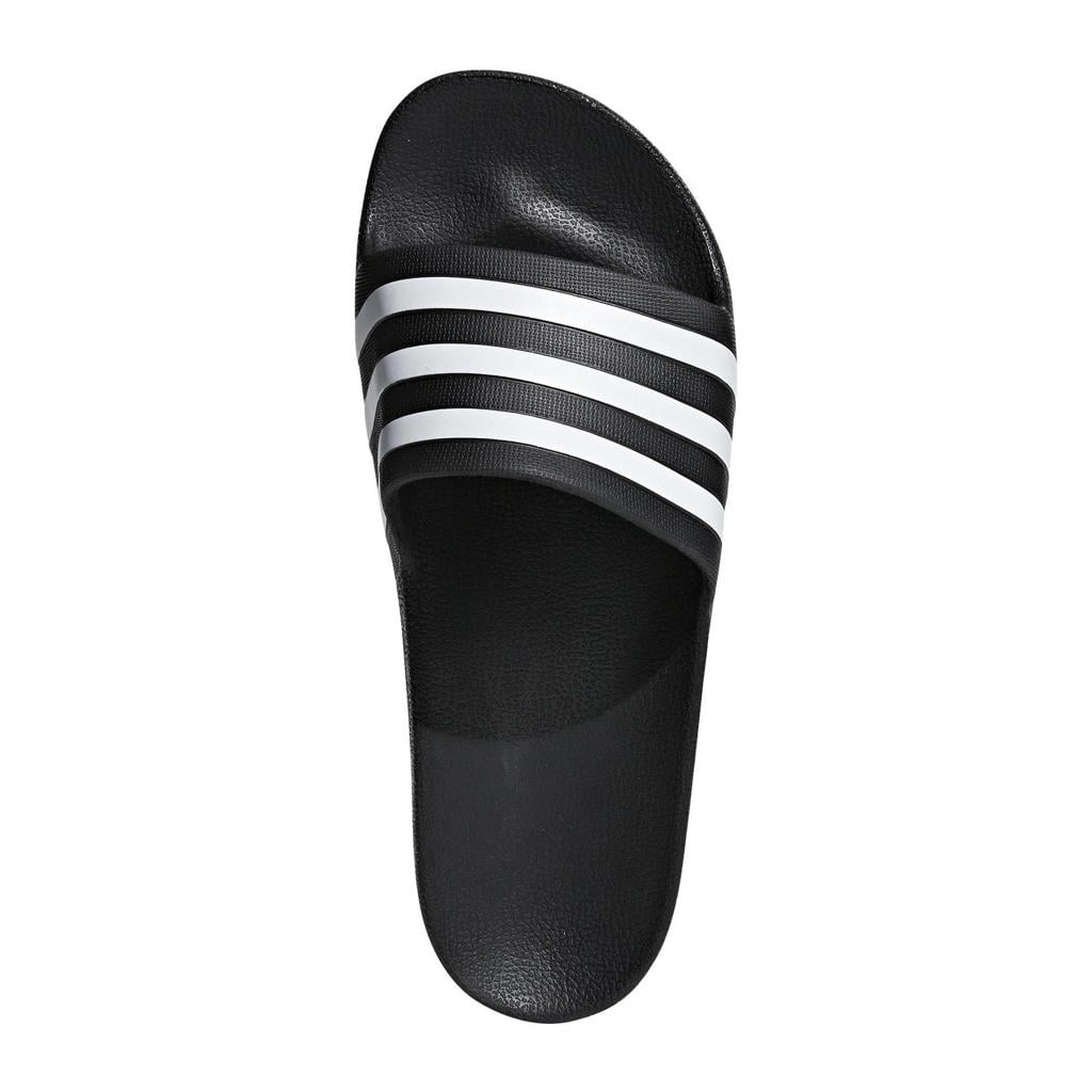 Zwarte unisex adidas Sportswear Adilette Aqua badslippers van rubber