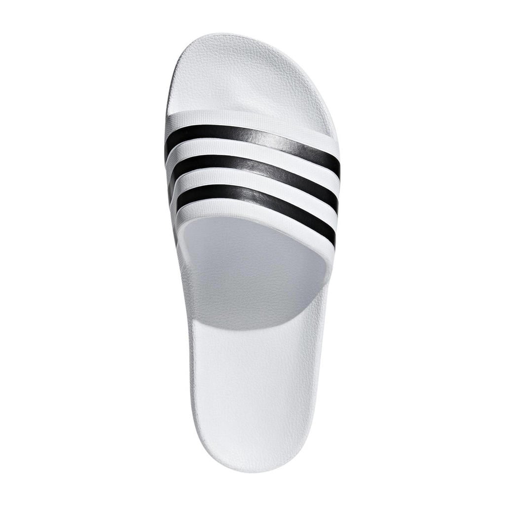 Wit en zwarte unisex adidas Sportswear Adilette Aqua badslippers van rubber