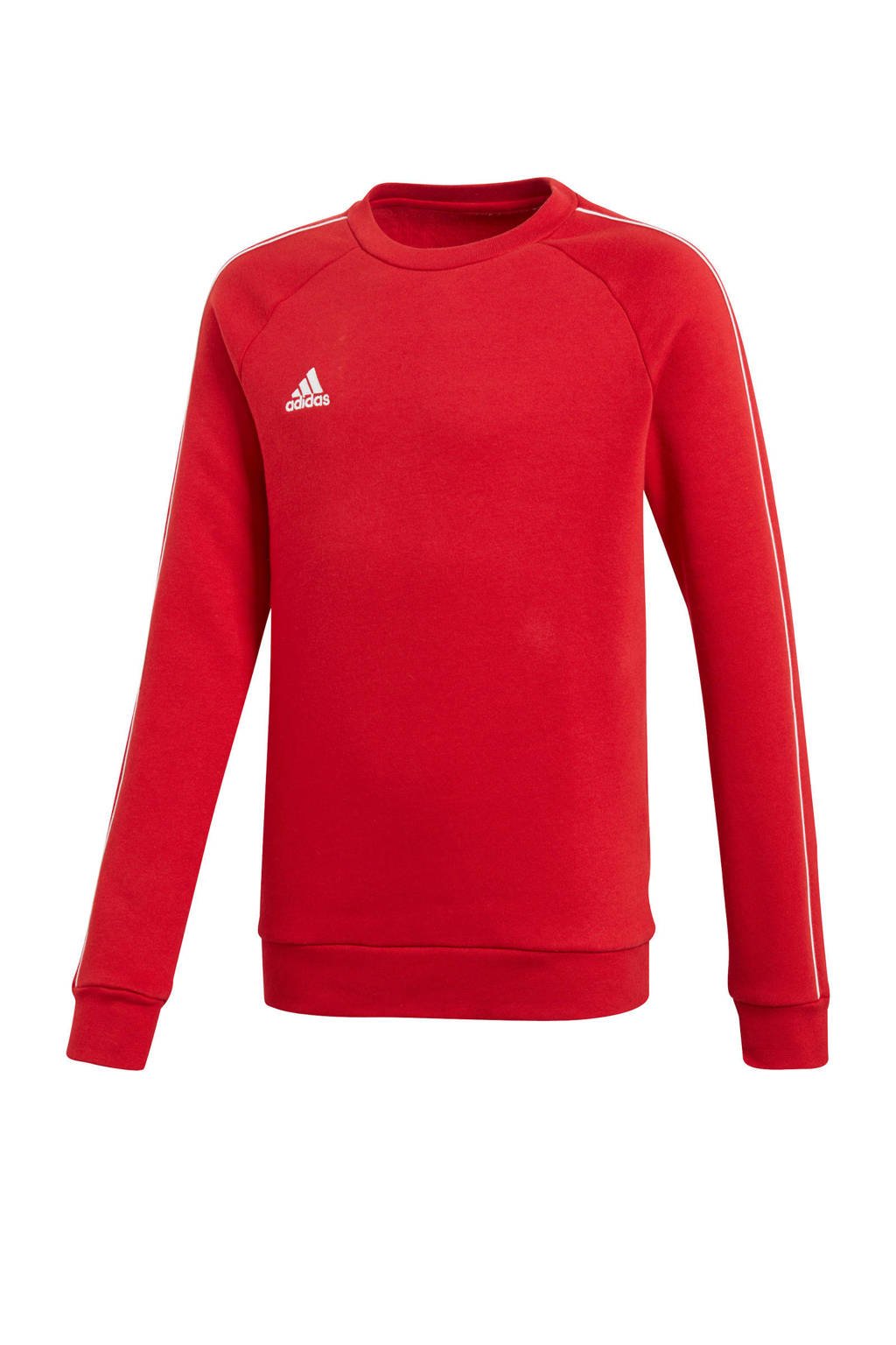Rood en witte jongens en meisjes adidas Performance sportsweater Core 18 van katoen met logo dessin, lange mouwen en ronde hals