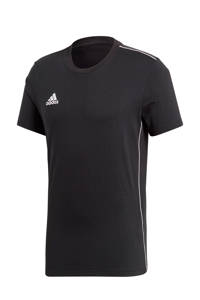 Zwarte heren adidas Performance sport T-shirt Core 18 van katoen met logo dessin, korte mouwen en ronde hals