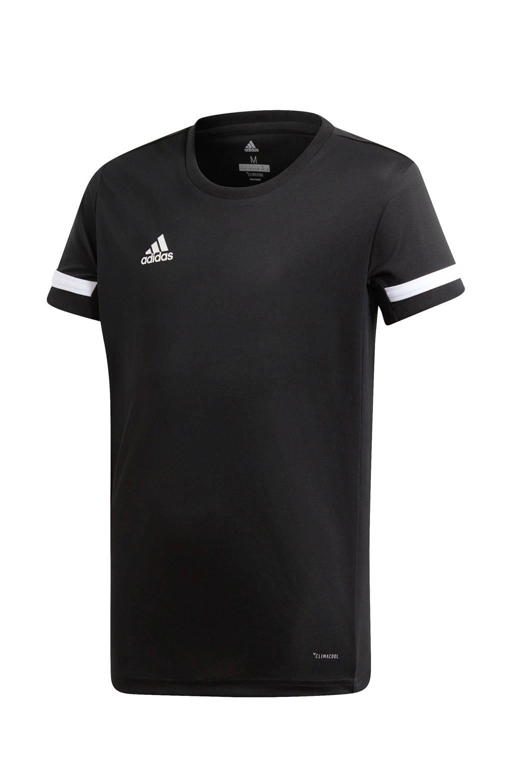 Zwarte meisjes adidas Performance sport T-shirt van polyester met korte mouwen en ronde hals